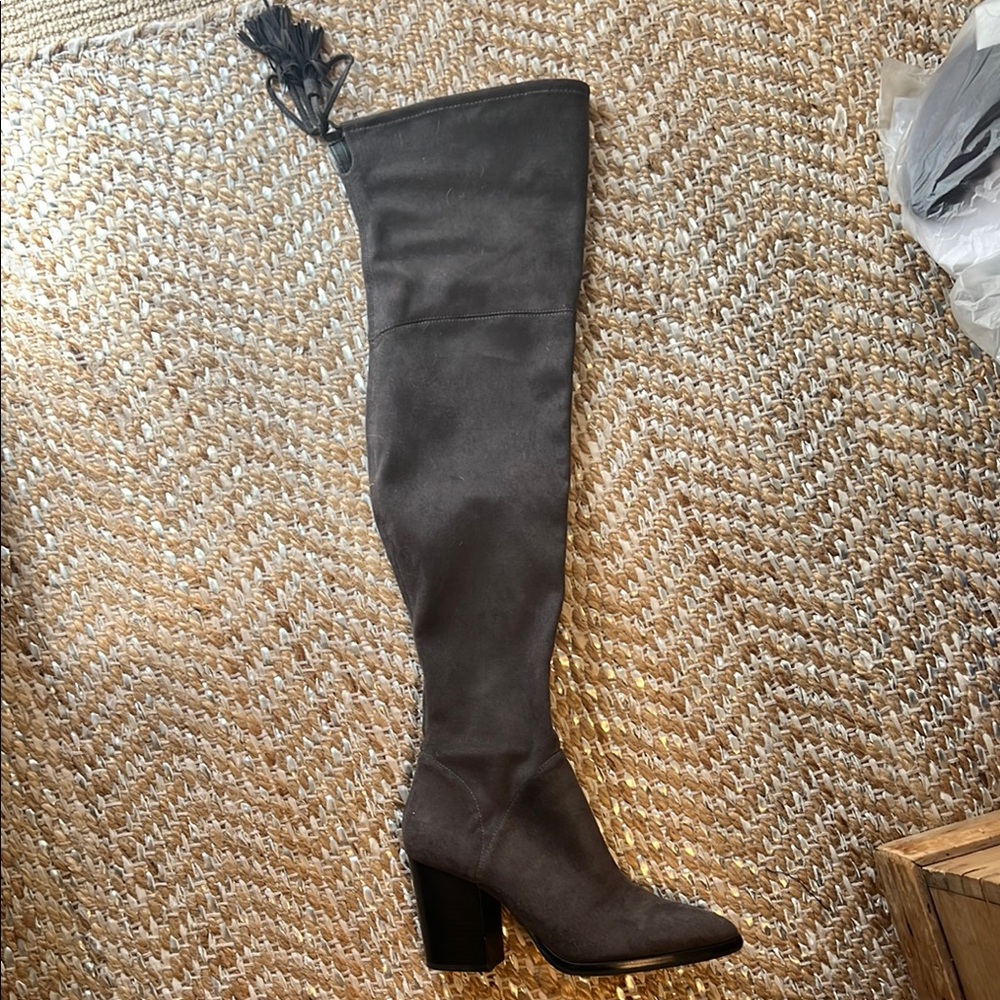 Marc Fisher Brown Over the Knee Boots with Chunky Heel